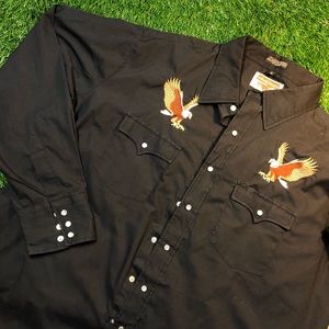 Vintage Authentic Western Embroidered Eagles Shirt